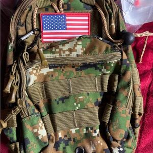 Camouflage Tactical Backpack with American Flag Patch